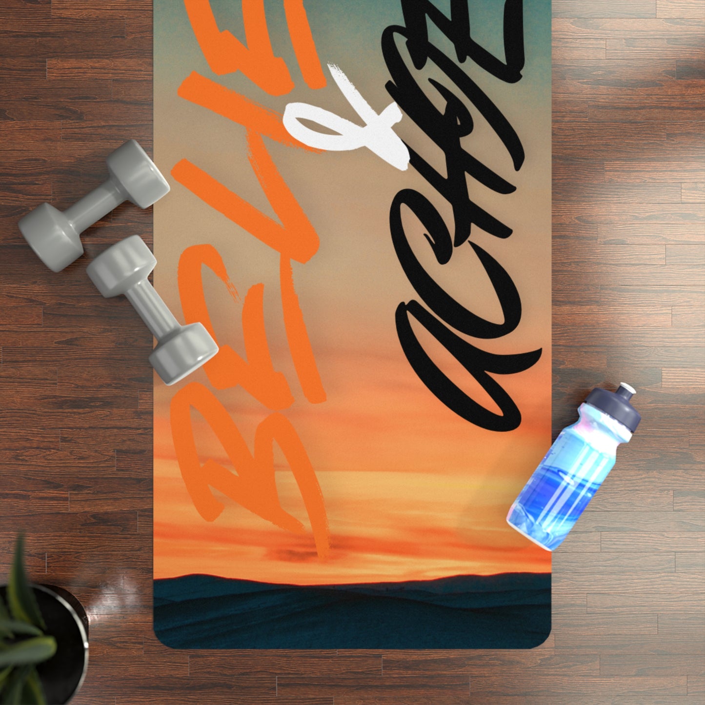 Believe and Achieve Rubber Yoga Mat